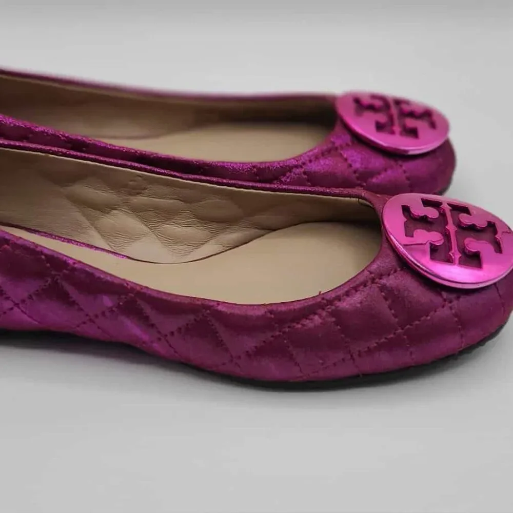 Tory Burch Metallic Fuschia Reva Flats size 7M NEW! NWT!